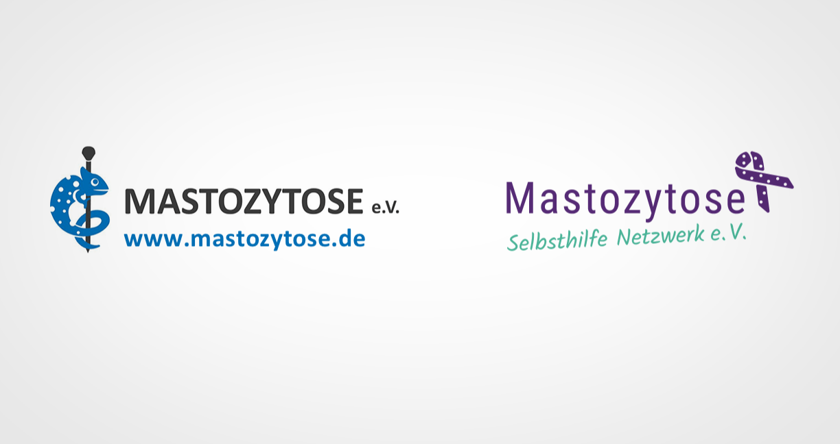 Logoabbildungen der zwei Selbsthilfegruppen Mastozytose e.V. und Mastozytose Selbsthilfe Netzwerk e.V.
